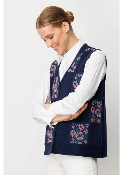 Kadın Pıtırcık Çiçekli Patchwork Keçe Yün Yelek Y.g.kurusu fiyatları