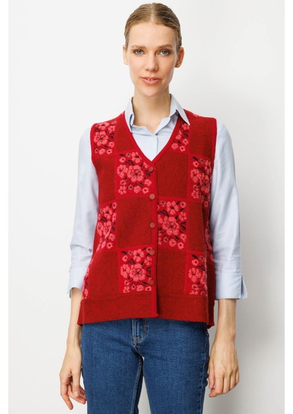Kadın Pıtırcık Çiçekli Patchwork Keçe Yün Yelek Y.kırmızı_y.ş.pembe indirimleri