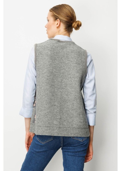 Kadın Pıtırcık Çiçekli Patchwork Keçe Yün Yelek Y.füme_a.pembe modelleri