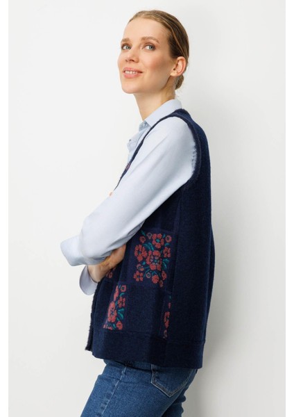 Kadın Pıtırcık Çiçekli Patchwork Keçe Yün Yelek K.g Kurusu fiyatları