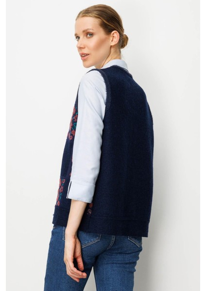 Kadın Pıtırcık Çiçekli Patchwork Keçe Yün Yelek K.g Kurusu fırsatları