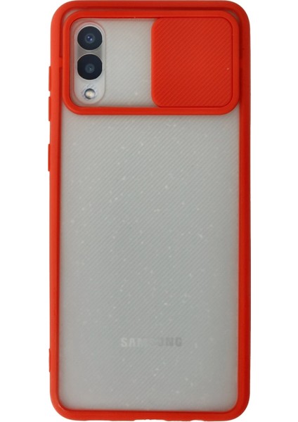 Samsung Galaxy A02 Kılıf Palm Buzlu Kamera Sürgülü Silikon - Kırmızı Arbkd