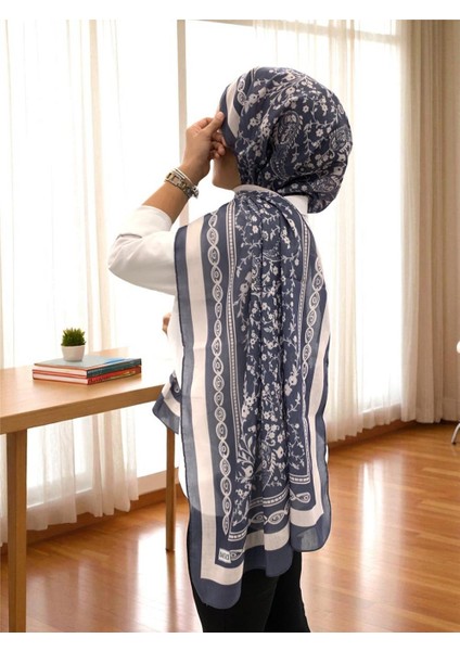 2025 Yaz Sezonu 0349 Kilim Desen Koyu Gri Şal