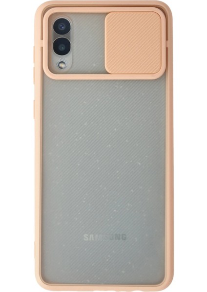 Samsung Galaxy A02 Kılıf Palm Buzlu Kamera Sürgülü Silikon - Pembe Arbkd