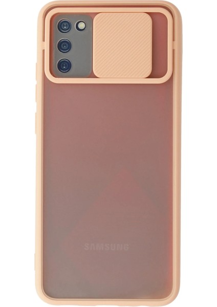 Samsung Galaxy A02S Kılıf Palm Buzlu Kamera Sürgülü Silikon - Pembe Arbkd