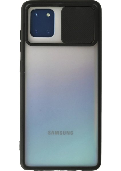 Samsung Galaxy A81 / Note 10 Lite Kılıf Palm Buzlu Kamera Sürgülü Silikon - Siyah Arbkd