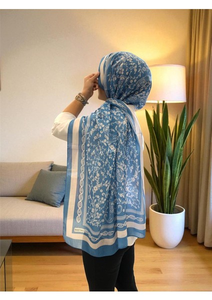 2025 Yaz Sezonu 0349 Kilim Desen Kot Mavi Şal