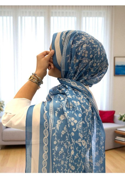 2025 Yaz Sezonu 0349 Kilim Desen Kot Mavi Şal fiyatları