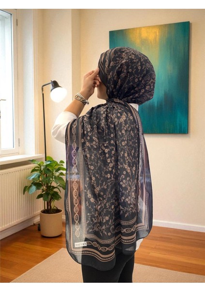 2025 Yaz Sezonu 0349 Kilim Desen Siyah Şal