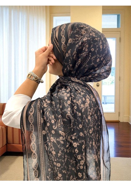 2025 Yaz Sezonu 0349 Kilim Desen Siyah Şal modelleri