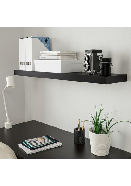Lack Venge Duvar Rafı 110X26 cm Ayaksız Dekoratif Salon Ofis Rafı fırsatları
