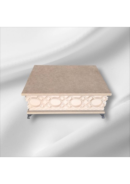Ahşap- Ham Mdf- Desenli-Takı-Makyaj-Aksesuar-Çok Amaçlı- Ayaklı Dikdörtgen Dekoratif Kutu
