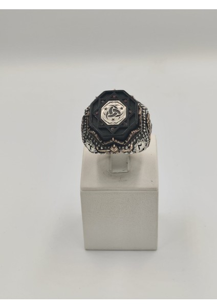 Siyah Zirkon Taşlı Teşkilat Mahsusa Diliriş Eseri 925 Ayar 25 mm Erkek Yüzüğü modelleri