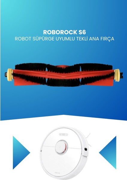 Roborock S6 Robot Süpürge Uyumlu Tekli Ana Fırça
