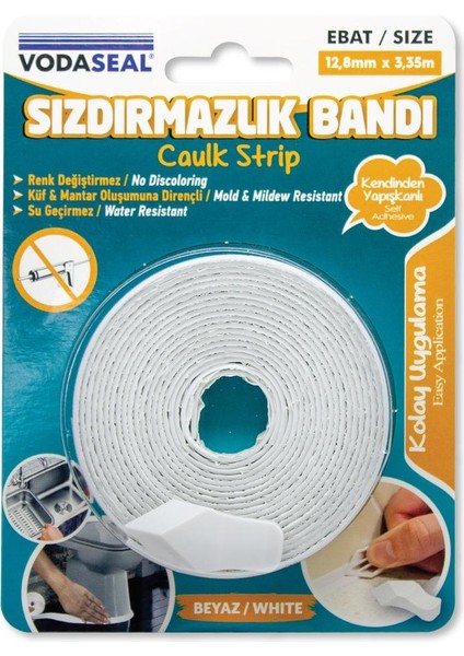 Su Geçirmez Sızdırmazlık Bandı Beyaz - 12.8 mm x 3.35 M.
