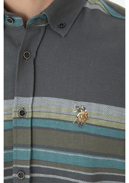 Erkek Antrasit Gömlek Desenli 50272374-VR006