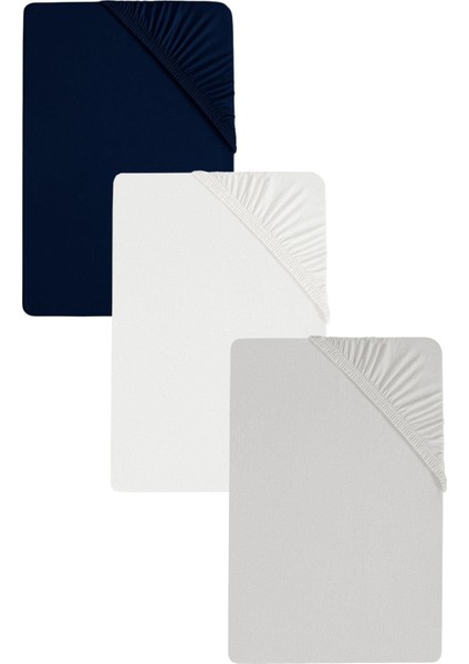 3 Adet Battal Boy Düz Pamuklu Çift Kişilik 200 x 200 cm Lastikli Penye Çarşaf