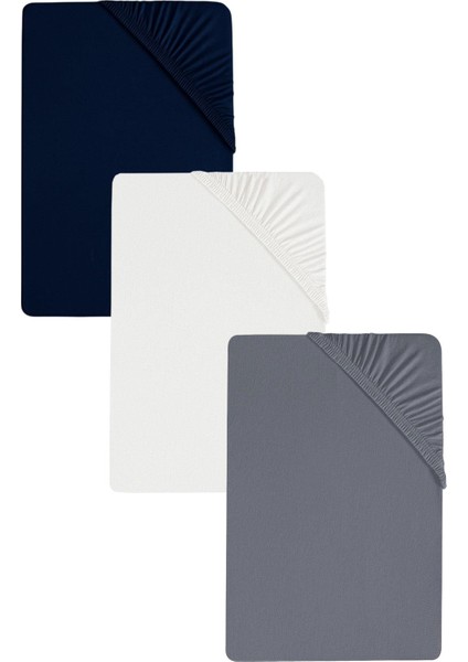 3 Adet Battal Boy Düz Pamuklu Çift Kişilik 200 x 200 cm Lastikli Penye Çarşaf