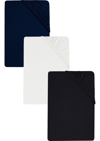 3 Adet Battal Boy Düz Pamuklu Çift Kişilik 200 x 200 cm Lastikli Penye Çarşaf