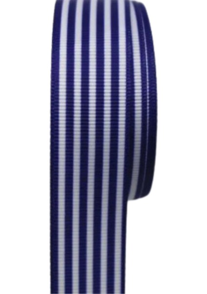 Tafta Çizgi Desen Kurdele 25 mm Lacivert 5 Metre