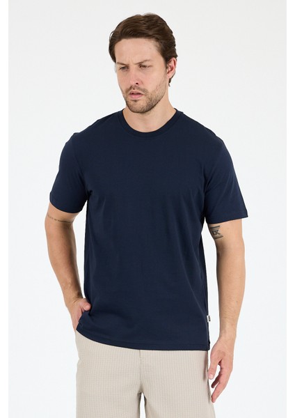 Erkek Pamuk Bisiklet Yaka Kısa Kollu Düz T-Shirt Rahat ve Şık Günlük Erkek Tişört 0169