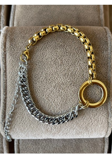 316 L Cerrahi Çelik Altın Modeli Kalın Doc Paslanmaz Kararmaz Tasarım Çelik Bileklik