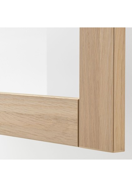 Dolap Kombinasyonu, Ağartılmış Meşe Görünümlü-Beyaz Meşe Görünümlü-Şeffaf Cam, 180X42X65 Cm, Sındvık fırsatları