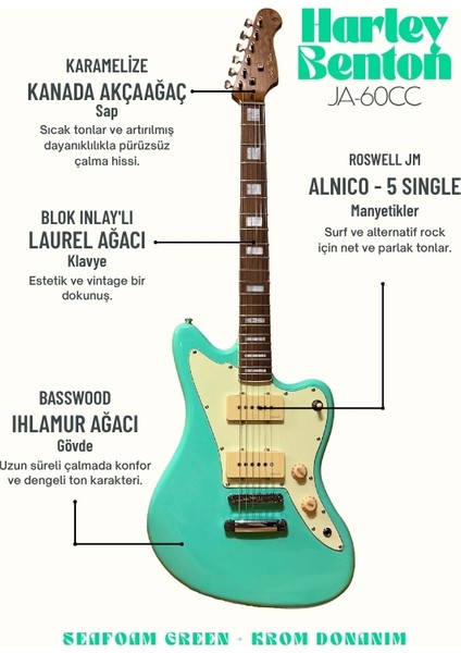 JA-60CC Seafoam Green Elektro Gitar – Vintage Stil fiyatları