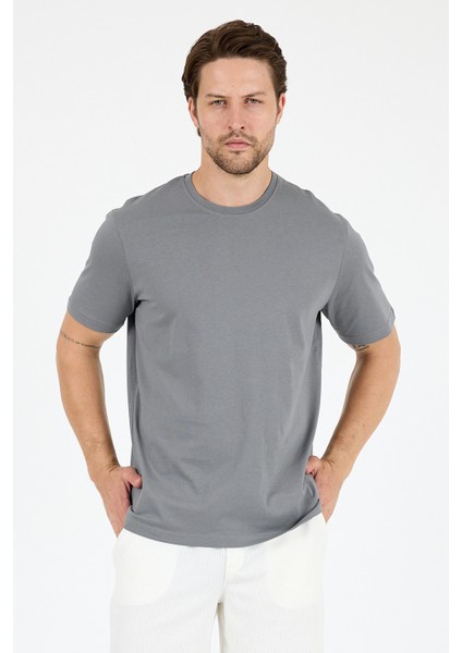 Erkek Pamuk Bisiklet Yaka Kısa Kollu Düz T-Shirt Rahat ve Şık Günlük Erkek Tişört 0169