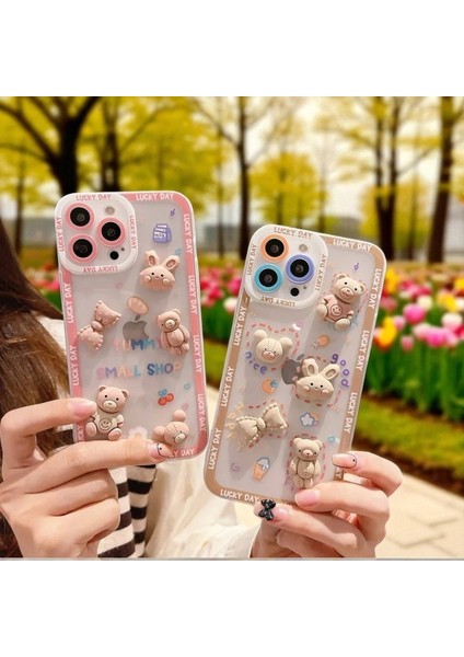 iPhone 14 Pro Max Uyumlu Zebana Sevimli 3 Boyutlu Tavşan ve Ayıcık Figürlü Esnek Silikon Kılıf modelleri