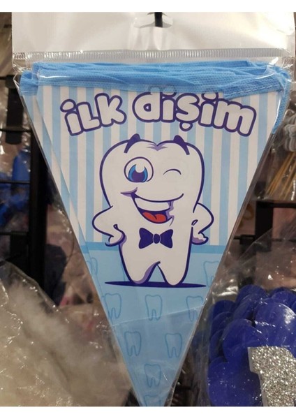 Mavi Üçgen Flama Diş Partisi Süsü 2 Metre, Renkli ve Eğlenceli Dekorasyon fiyatları