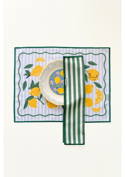 Limon Desenli, Marin, Yaz, Dijital Baskılı, Renkli, Kenar Biyeli Amerikan Servis 35X45 cm (1 Adet) fiyatları