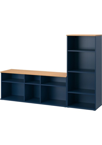 Tv Ünitesi, Mavi-Siyah, 216X38X140 cm