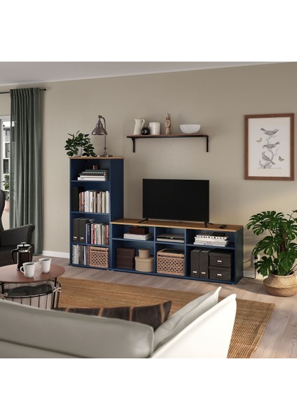 Tv Ünitesi, Mavi-Siyah, 216X38X140 cm fiyatları