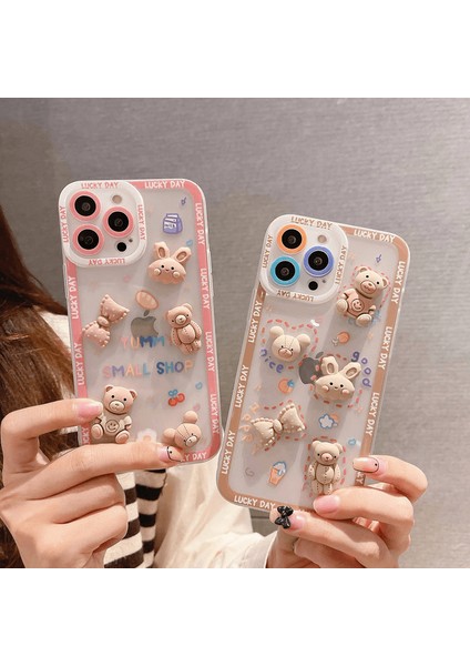 iPhone 11 Uyumlu Zebana Sevimli 3 Boyutlu Tavşan ve Ayıcık Figürlü Esnek Silikon Kılıf modelleri