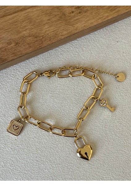 316 L Cerrahi Çelik Altın Modeli Şık Tasarım Çelik Bileklik