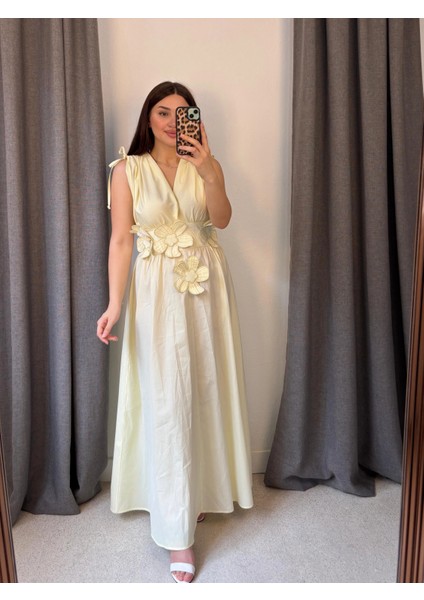 Çiçekli Poplin Elbise