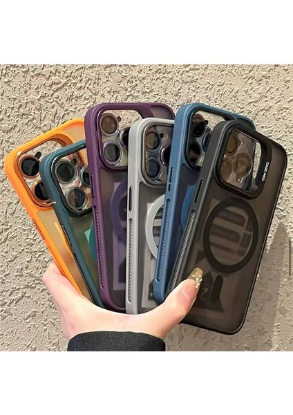 Apple Iphone 16 Uyumlu Mat Serisi Standlı Kapak Magsafe Kılıf +Lens Koruma .