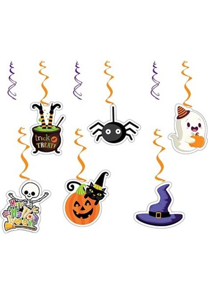 6'lı Çok Renkli Halloween Tavan Sarkan Süs, Eğlenceli ve Canlı Dekorasyon Parçası