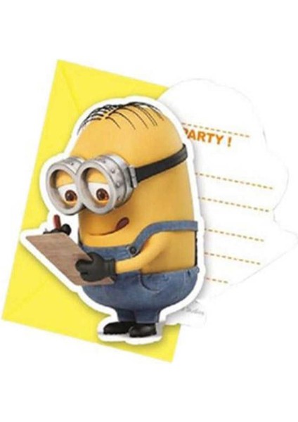 Sarı Mınıons Davetiye, 6'lı Paket, 24 Kl, 9,5X14,5CM Boyutlarda, Şık ve Zarif Tasarım