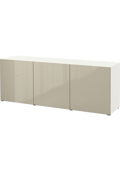 Dolap Kombinasyonu, Beyaz-Parlak Cila-Bej, 180X42X65 Cm, Selsvıken