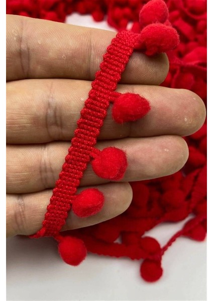 Kırmızı Ponpon Şerit 10 M, Partiler ve Dekorasyon Için Renkli Çizgili Malzeme fiyatları