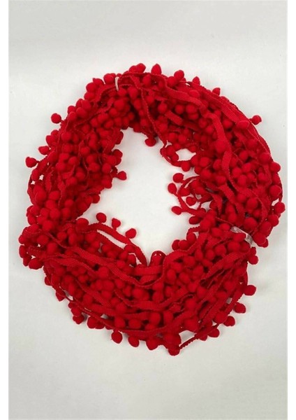 Kırmızı Ponpon Şerit 10 M, Partiler ve Dekorasyon Için Renkli Çizgili Malzeme