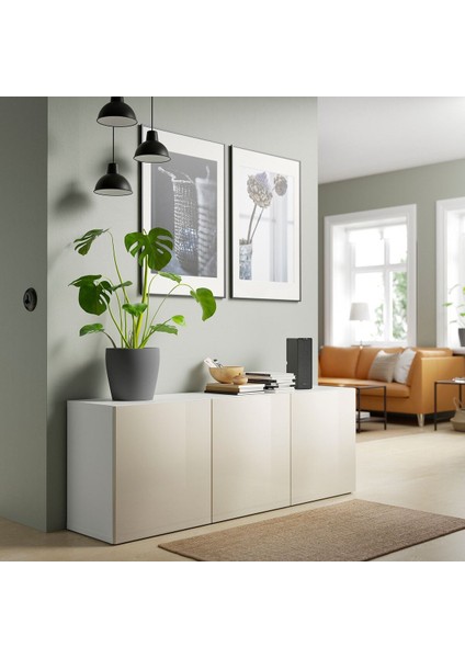 Dolap Kombinasyonu, Beyaz-Parlak Cila-Bej, 180X42X65 Cm, Selsvıken modelleri