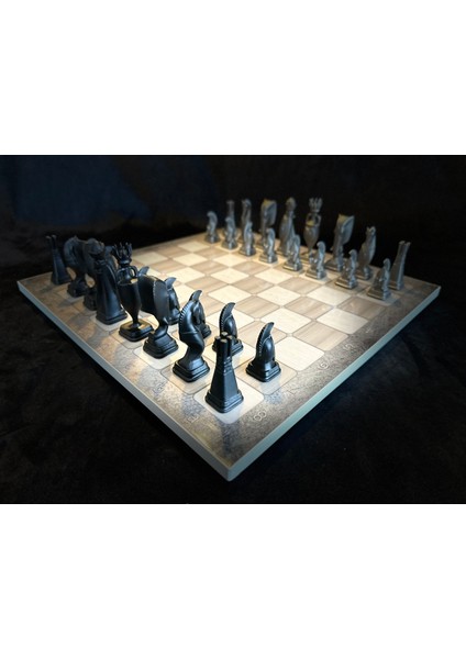 Ege Toprakları Premium Satranç Takımı Platin Tabla