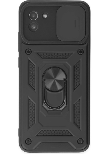 Samsung Galaxy A03 Kılıf Pars Lens Yüzüklü Silikon - Siyah Arbkd