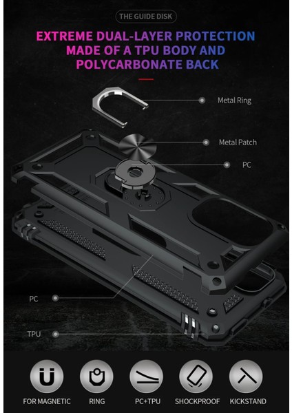 Xiaomi Poco F3 Kılıf Sofya Yüzüklü Silikon Kapak - Siyah Arbkd indirimleri