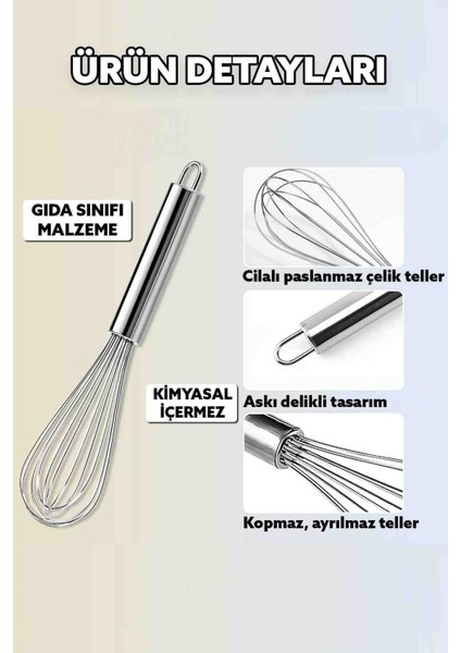 Paslanmaz Çelik Çırpma Teli Yumurta Hamur Krema Çırpıcısı El Mikseri Karıştırma Köpürtme Aparatı fırsatları
