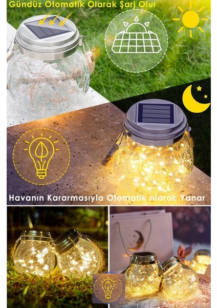 2li Solar Güneş Enerjili Sarkıt Cam LED Işık Küre Bahçe Aydınlatma Dekorasyon Balkon Lamba