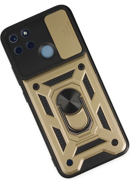 Realme C25Y Kılıf Pars Lens Yüzüklü Silikon - Gold Arbkd modelleri